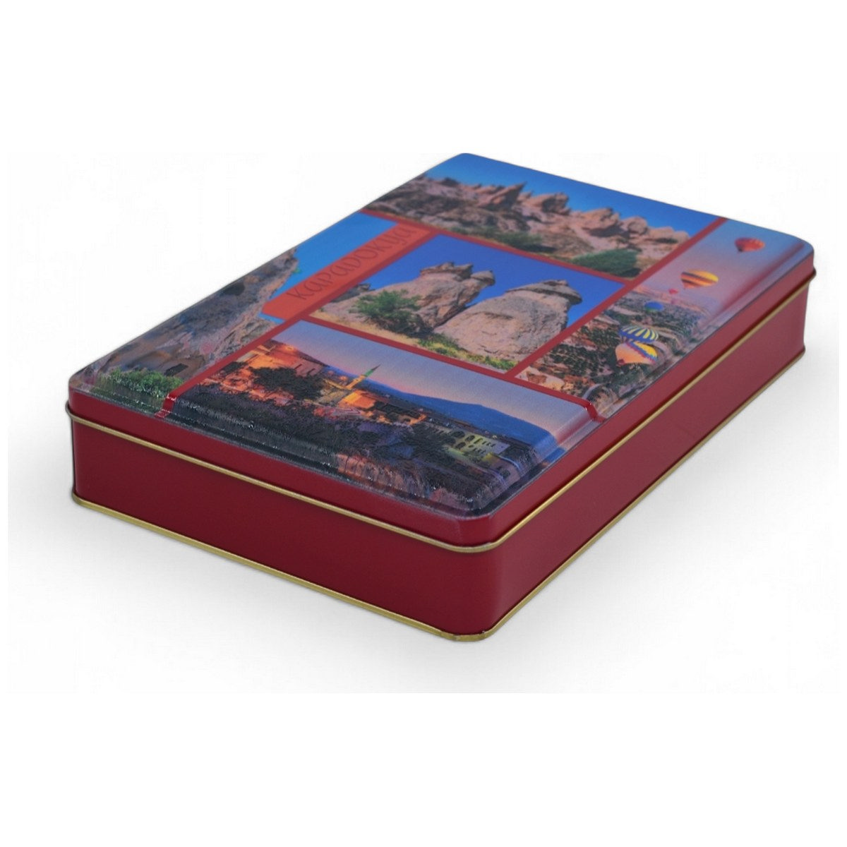 Custom Printed 170x260x45 mm Matte Red Rectangular Tin Box