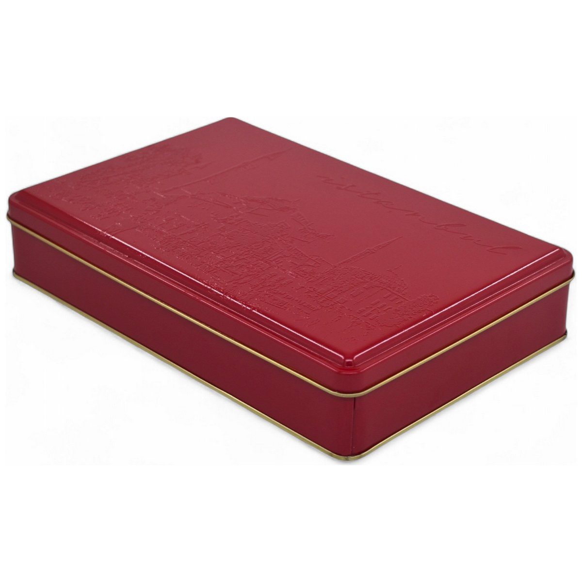 Custom Printed 170x260x45 mm Matte Red Rectangular Tin Box
