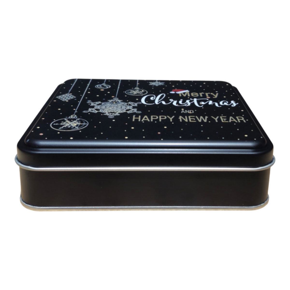 Custom Printed 218x218x40 mm Matte Black Square Tin Box