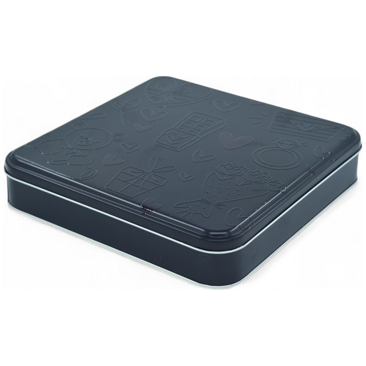 Custom Printed 218x218x40 mm Matte Black Square Tin Box