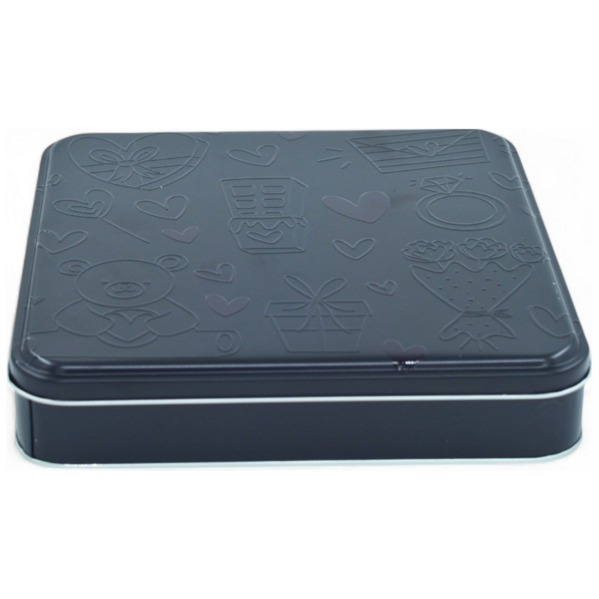 Custom Printed 218x218x40 mm Matte Black Square Tin Box
