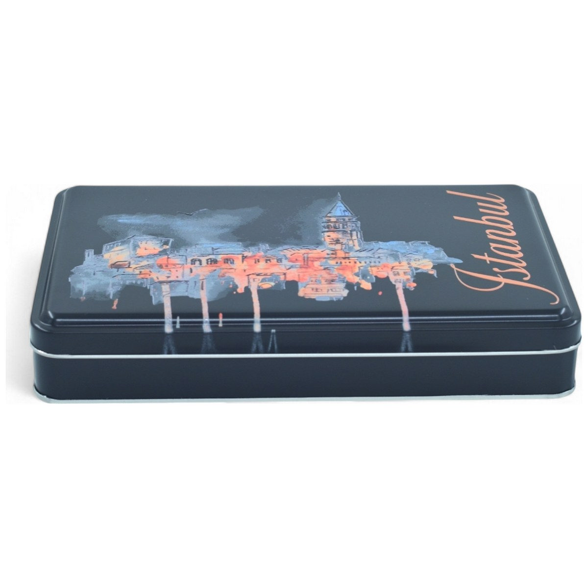 Custom Printed 170x260x40 mm Matte Black Rectangular Tin Box