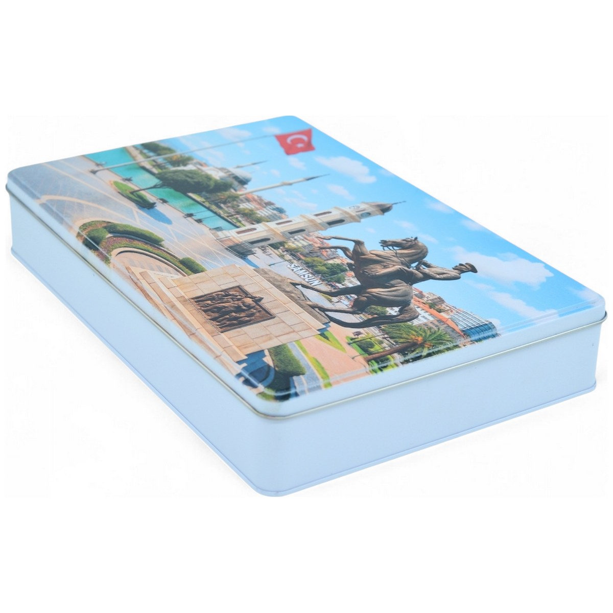 Custom Printed 200x300x46 mm Matte White Rectangular Tin Box
