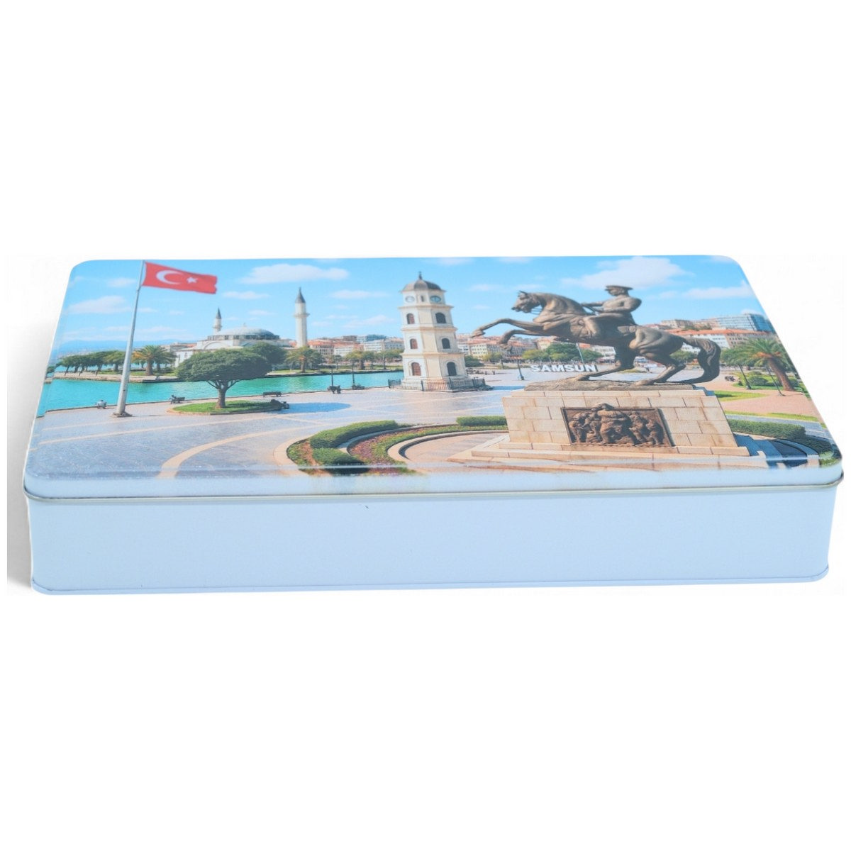 Custom Printed 200x300x46 mm Matte White Rectangular Tin Box