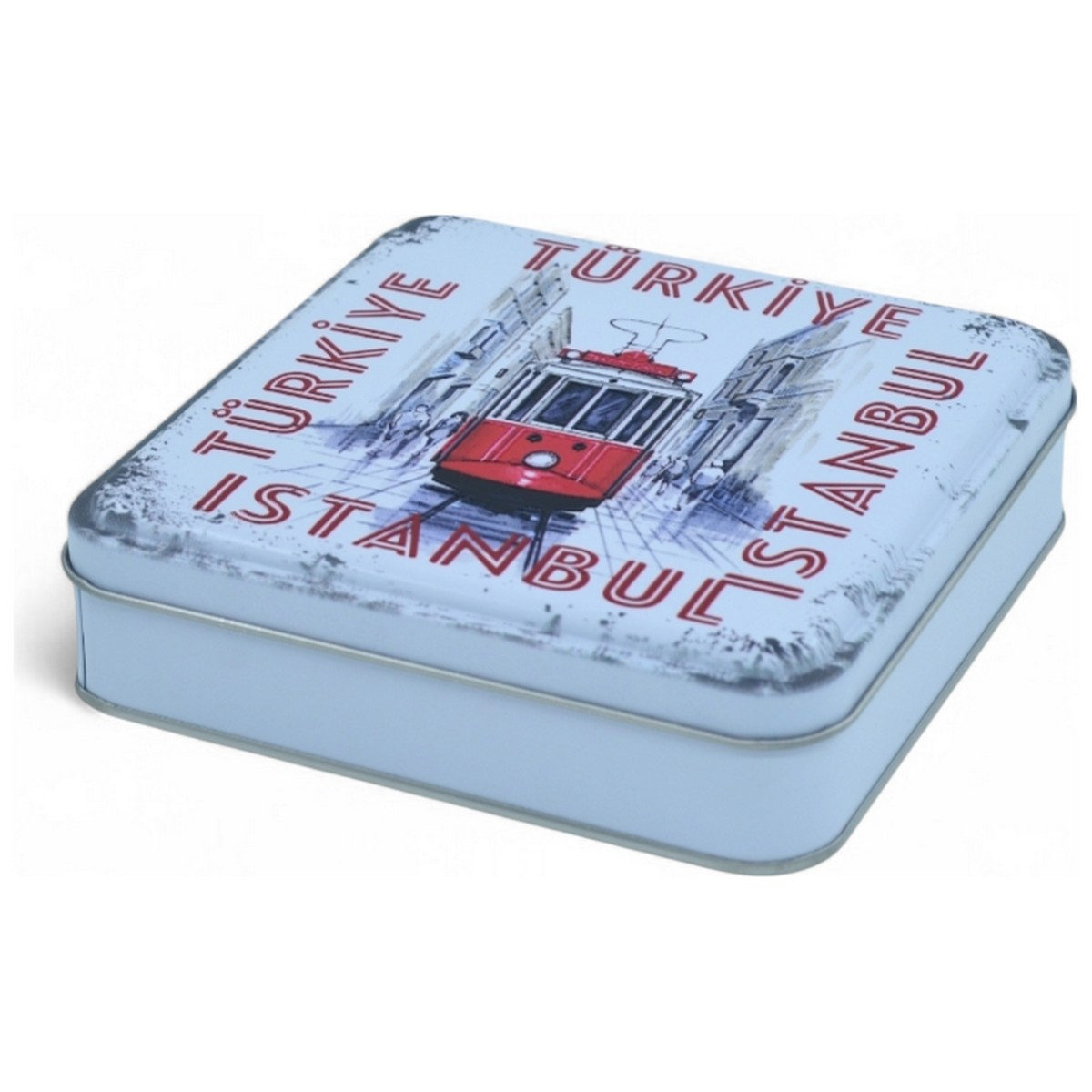 Custom Printed 120x120x40 mm Matte White Square Tin Box
