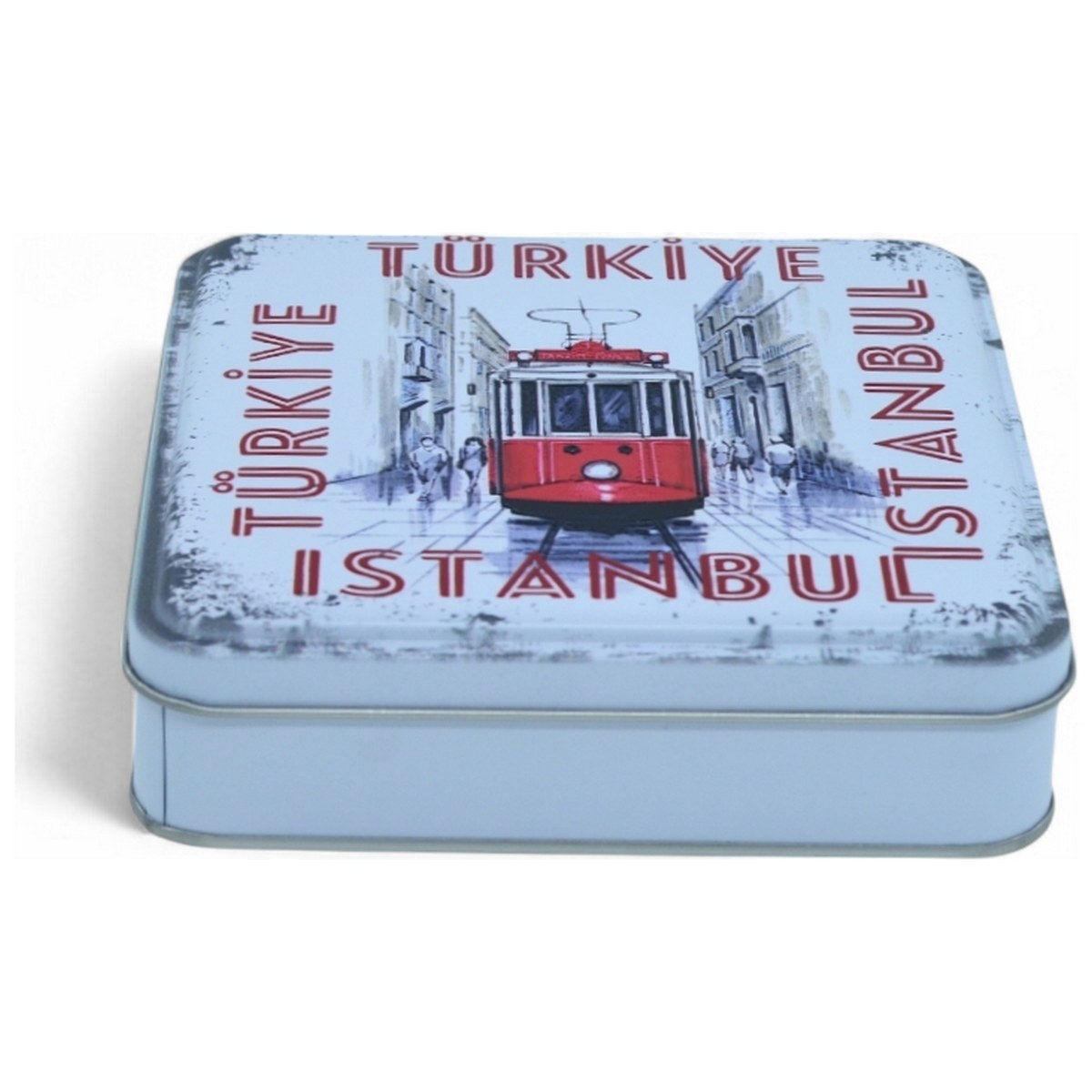 Custom Printed 120x120x40 mm Matte White Square Tin Box