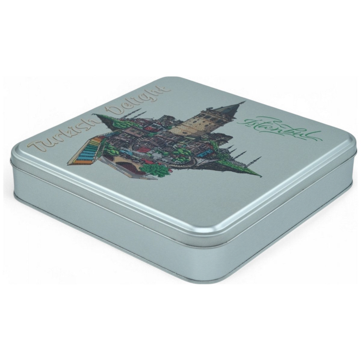 Custom Printed 120x120x40 mm Matte Silver Square Tin Box