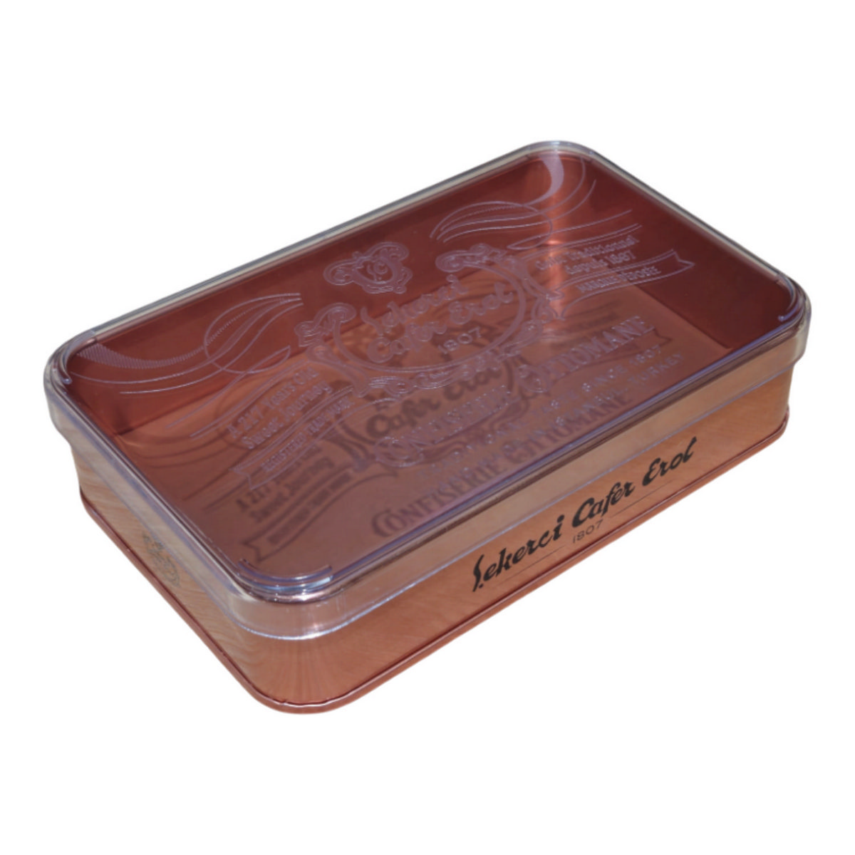 Custom Printed 103x166x36 mm Matte Bronze Box with Crystal Lid