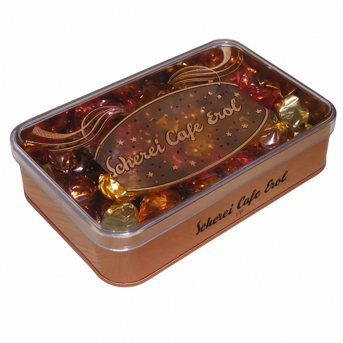 Custom Printed 75x100x40 mm Matte Bronze Box with Crystal Lid