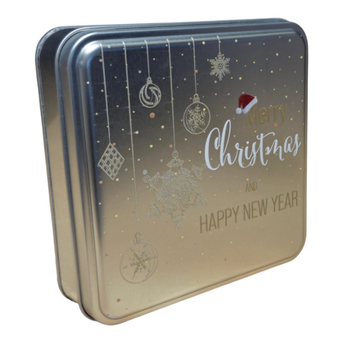 Custom Printed 158x158x40 mm Matte Silver Square Tin Box