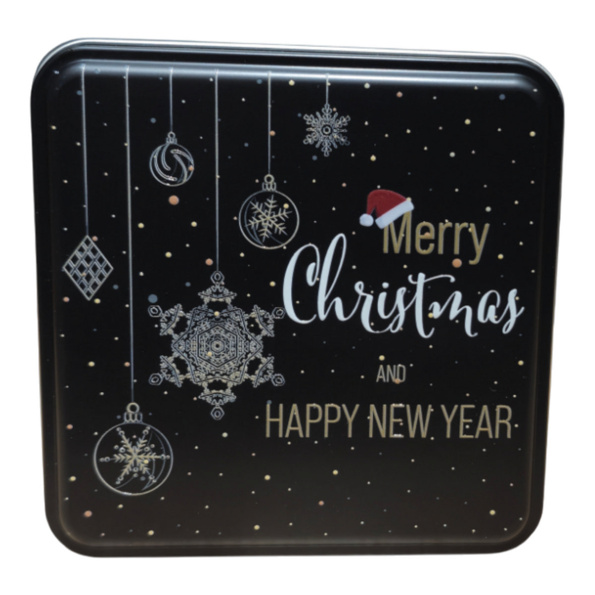 Custom Printed 158x158x40 mm Matte Black Square Tin Box