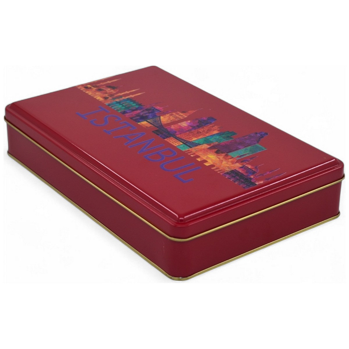 Custom Printed 135x190x45 mm Matte Red Rectangular Tin Box