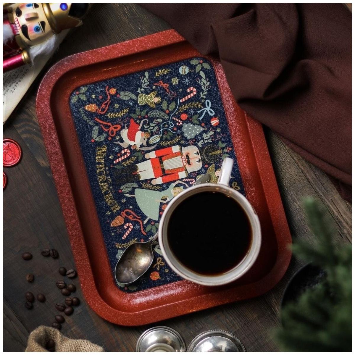 233 x 307 mm Rectangular Metal Tray Nutcracker festive and whimsical Clara, and holiday decorations