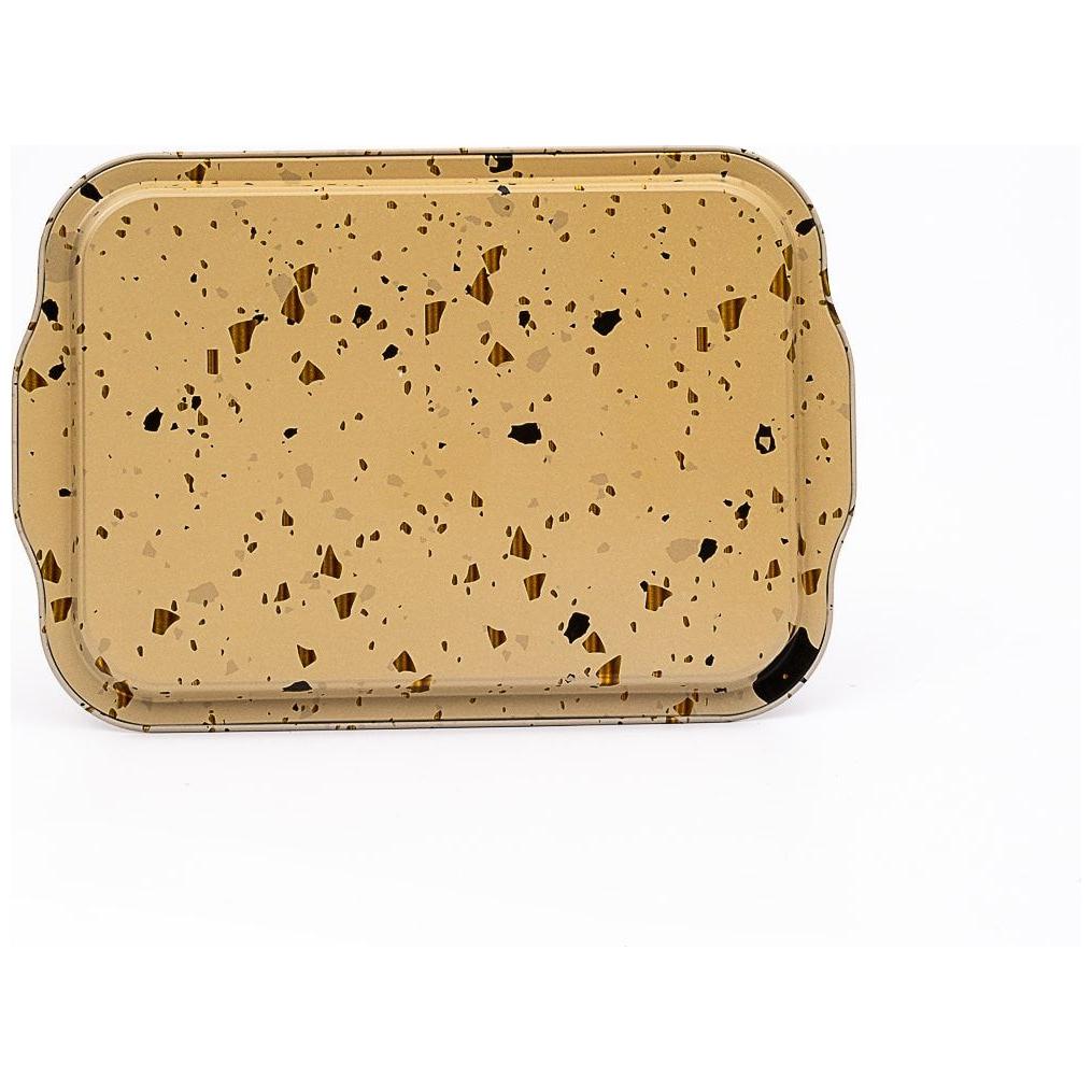 215x316 mm Rectangular Metal Tray Handle Terrazzo Cream