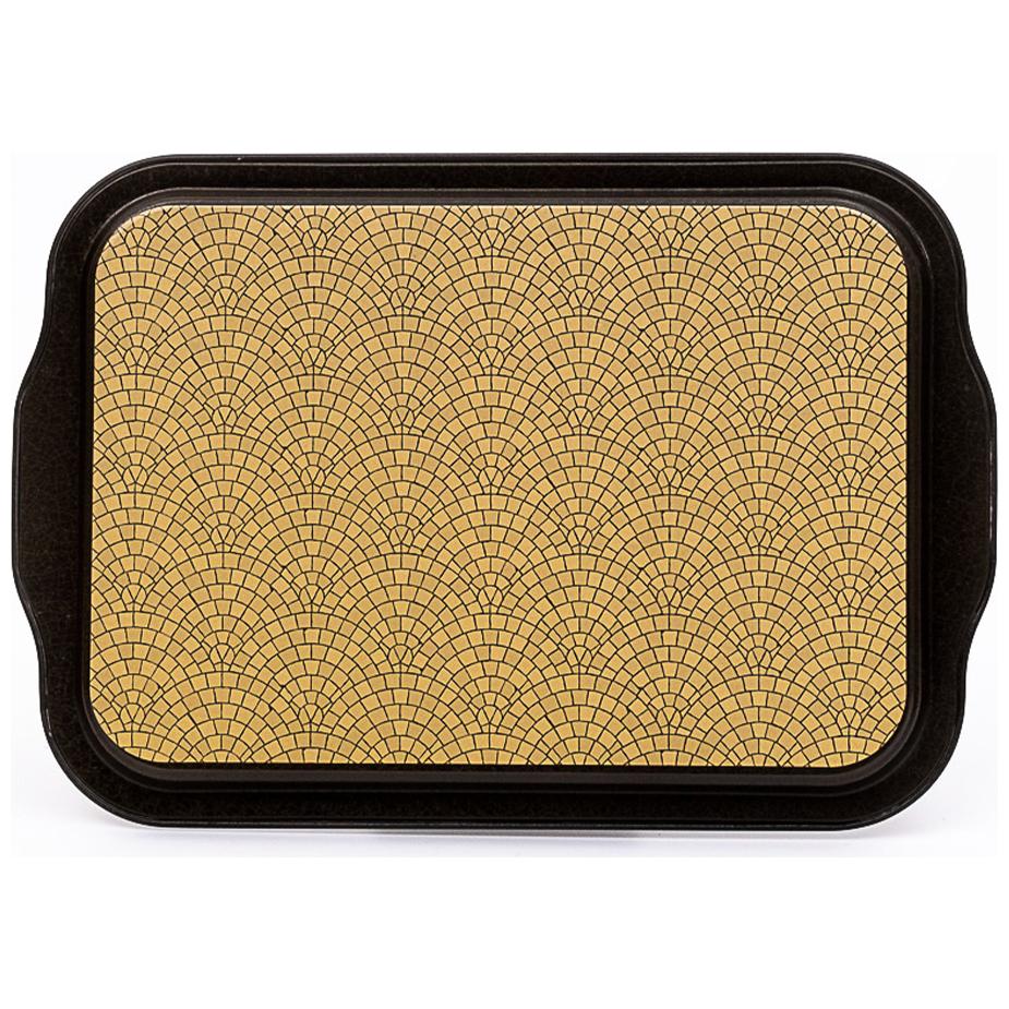 215x316 mm  Rectangular Metal Tray Handle Geometric Mosaic Pattern