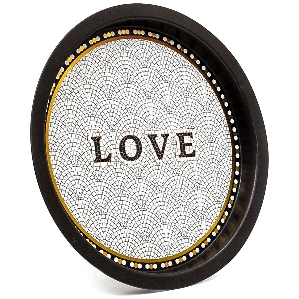  Ø370 mm Round Metal Tray  Geometric Mosaic Pattern