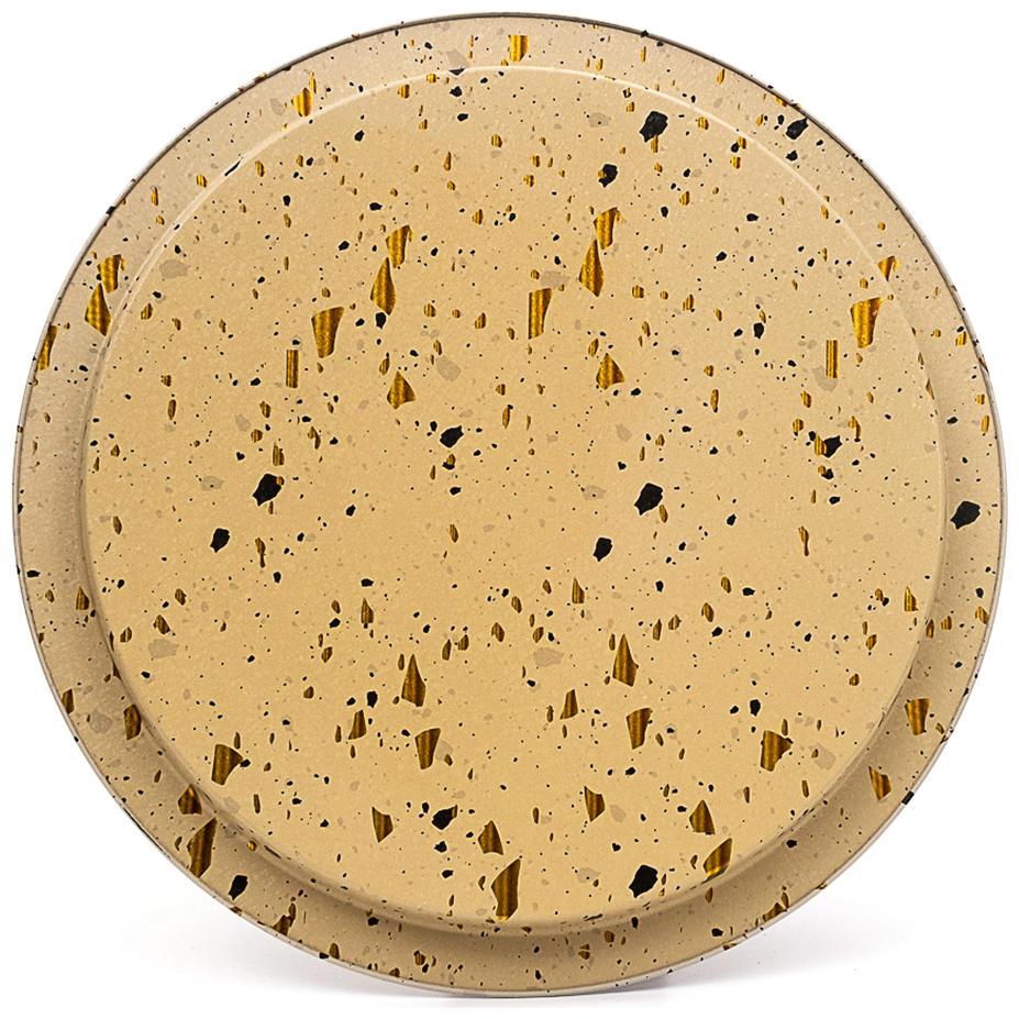 Ø370 mm Round Metal Tray Terrazzo Cream