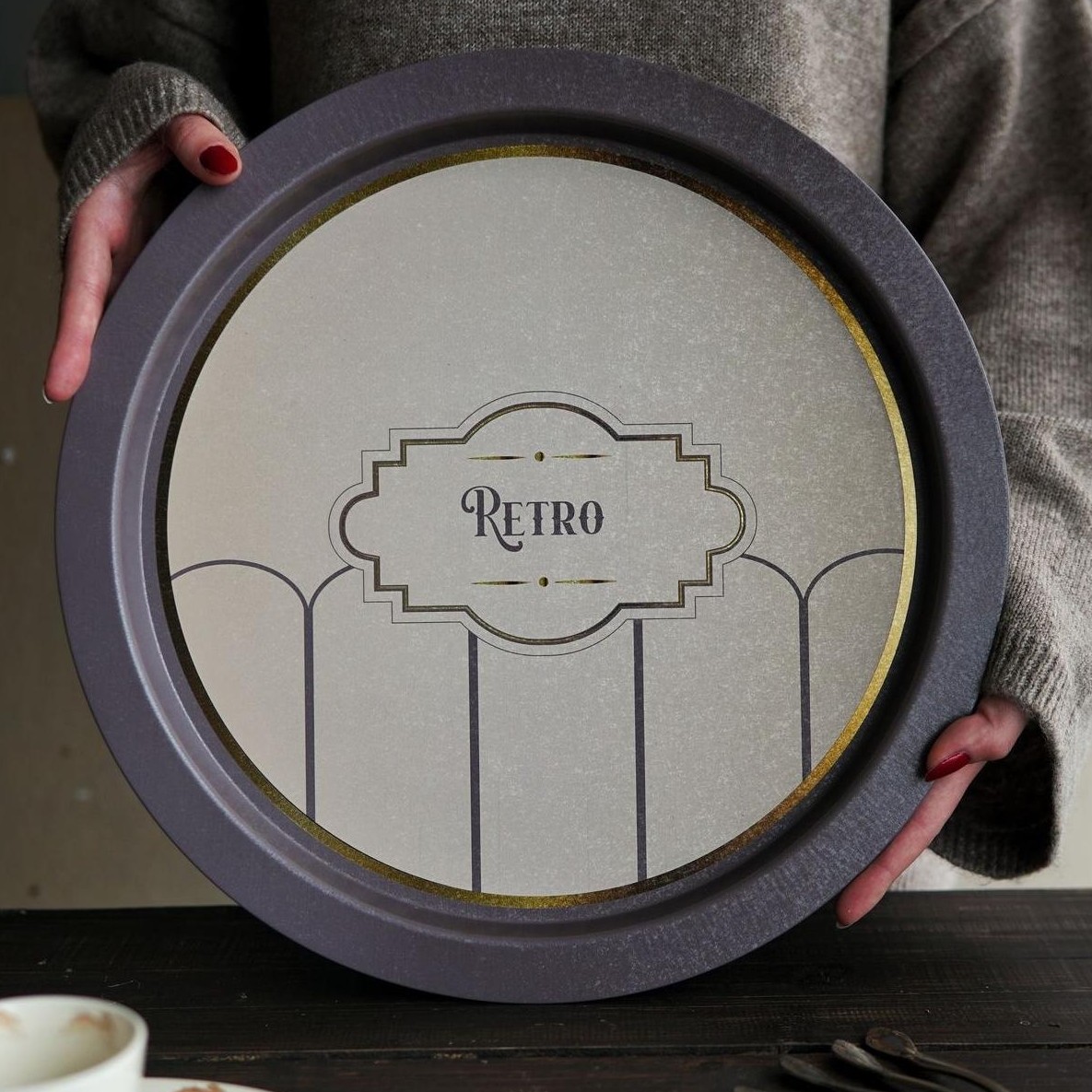  Ø370 mm Round Metal Tray  Retro