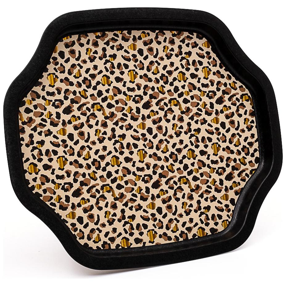 Curved wavy edge Tray  278x332 mm Gold Leopard Print Pattern