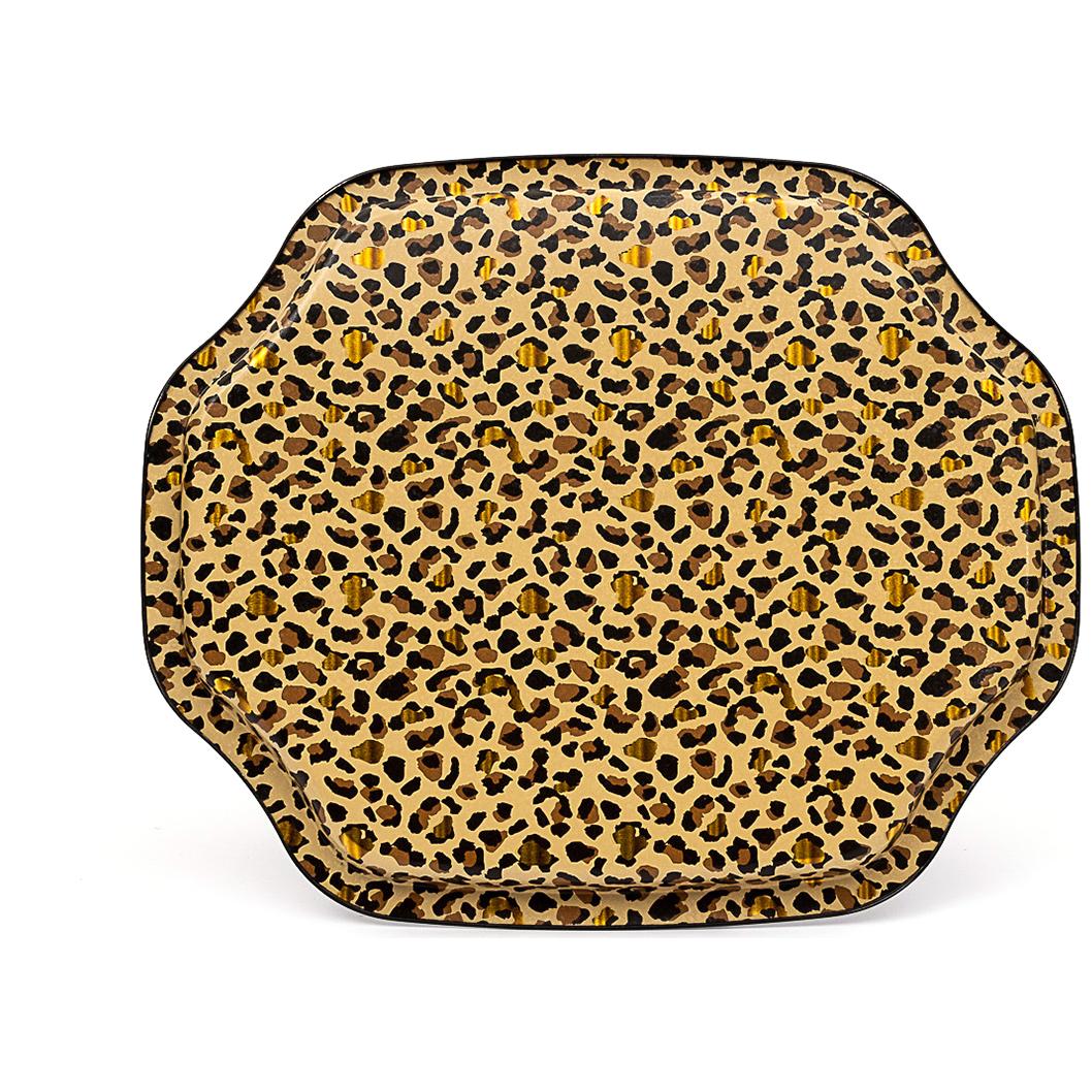 Curved wavy edge Tray 278x332 mm Gold Leopard Print Pattern