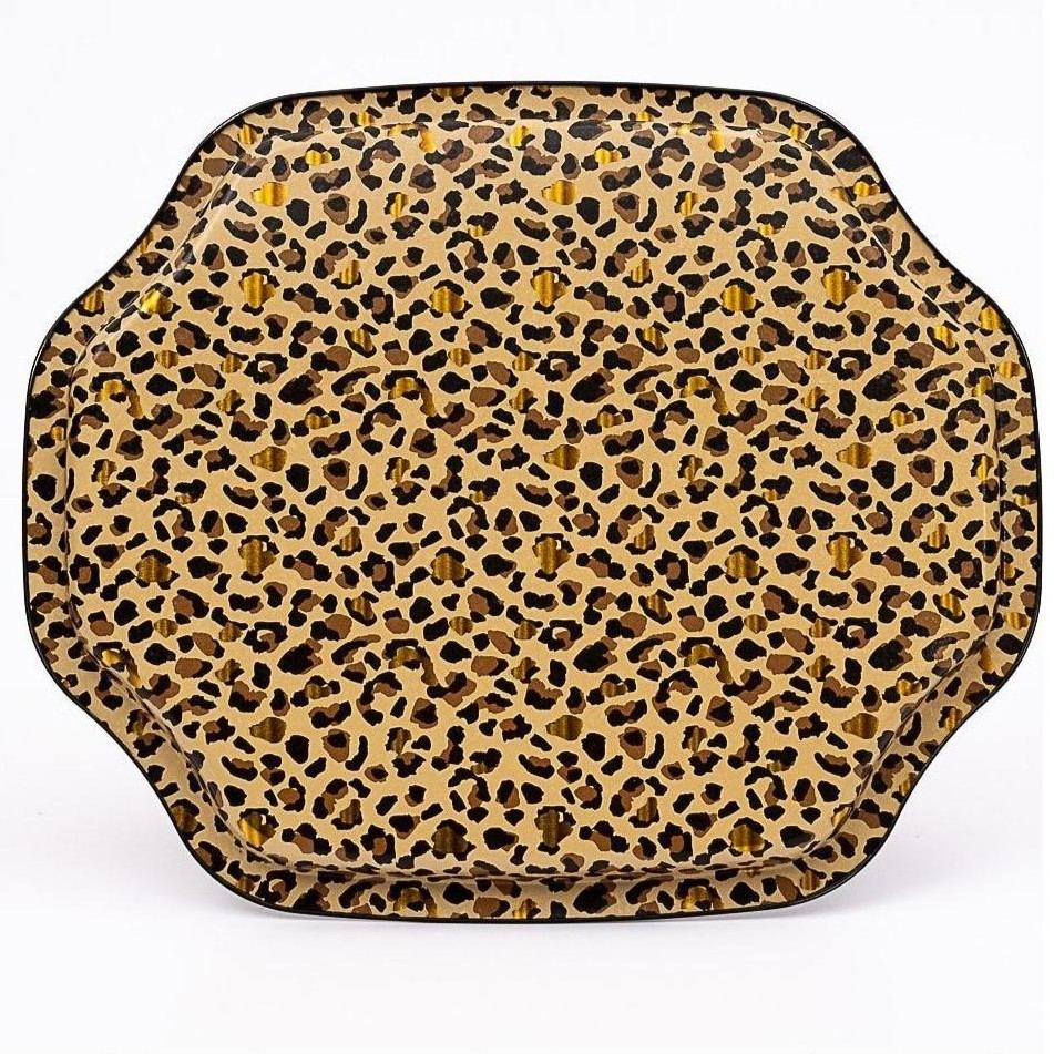 Curved wavy edge Tray 278x332 mm Gold Leopard Print Pattern