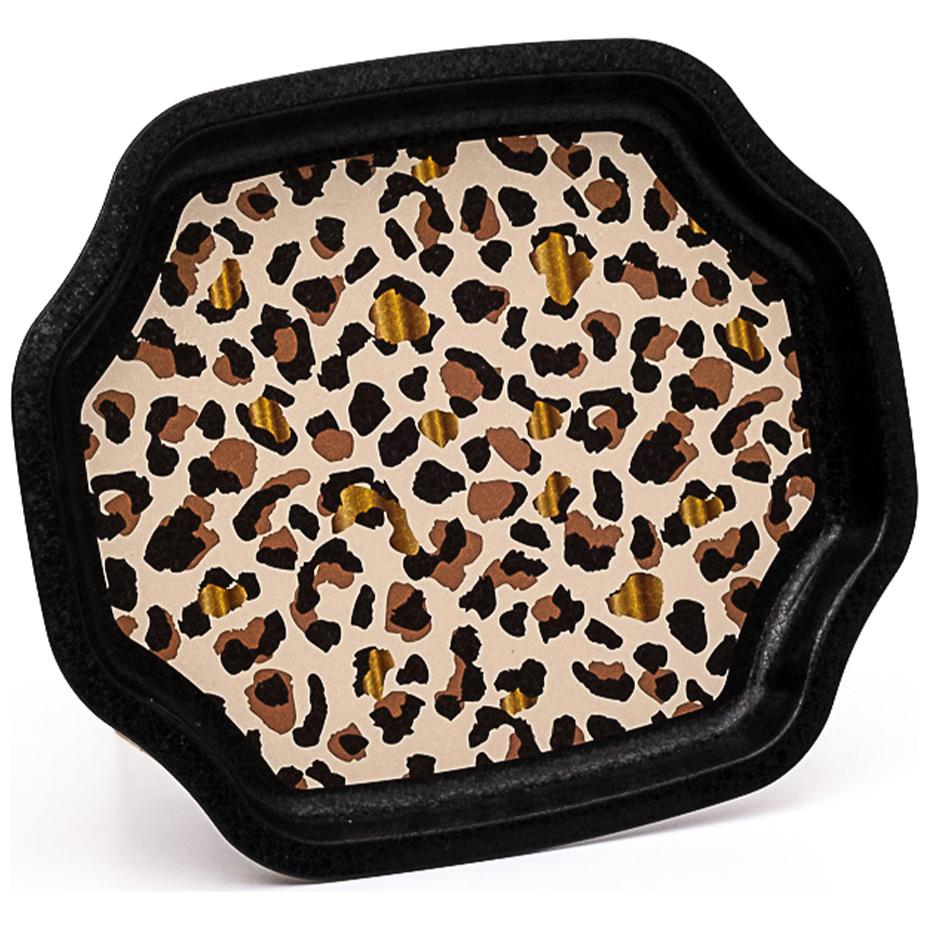 Curved wavy edge Tray  160x190 mm Gold Leopard Print Pattern