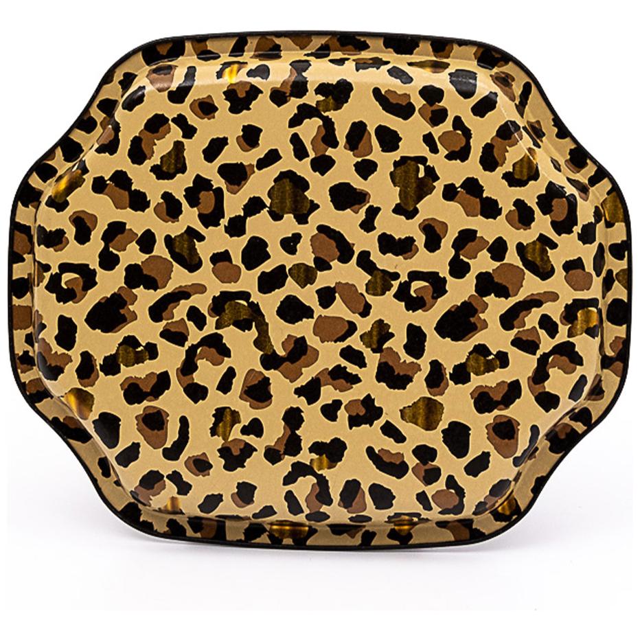 Curved wavy edge Tray 160x190 mm Gold Leopard Print Pattern