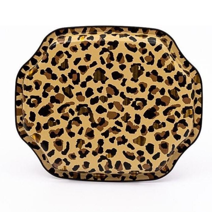 Curved wavy edge Tray 160x190 mm Gold Leopard Print Pattern
