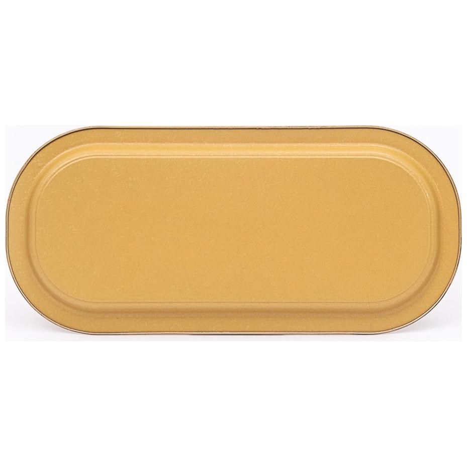 160x350 mm Rectangular Metal Tray Floral Design Pastel Yellow