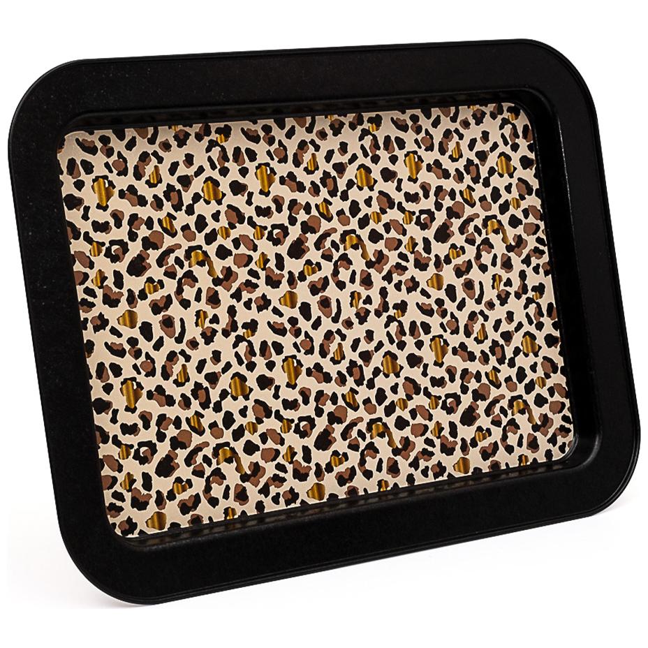 310x430 mm Metal Rectangular Tray Gold Leopard Print Pattern
