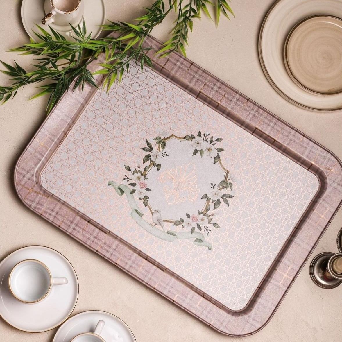 310x430 mm Metal Rectangular Tray Rosy
