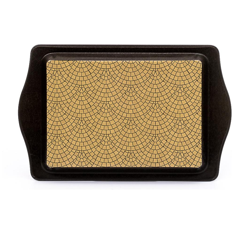 160 x 250 mm Rectangular Metal Tray Handle Geometric Mosaic Pattern