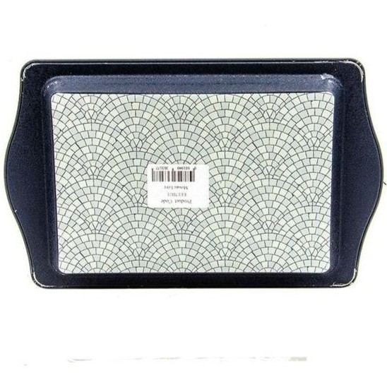 160 x 250 mm Rectangular Metal Tray Handle Geometric Mosaic Pattern