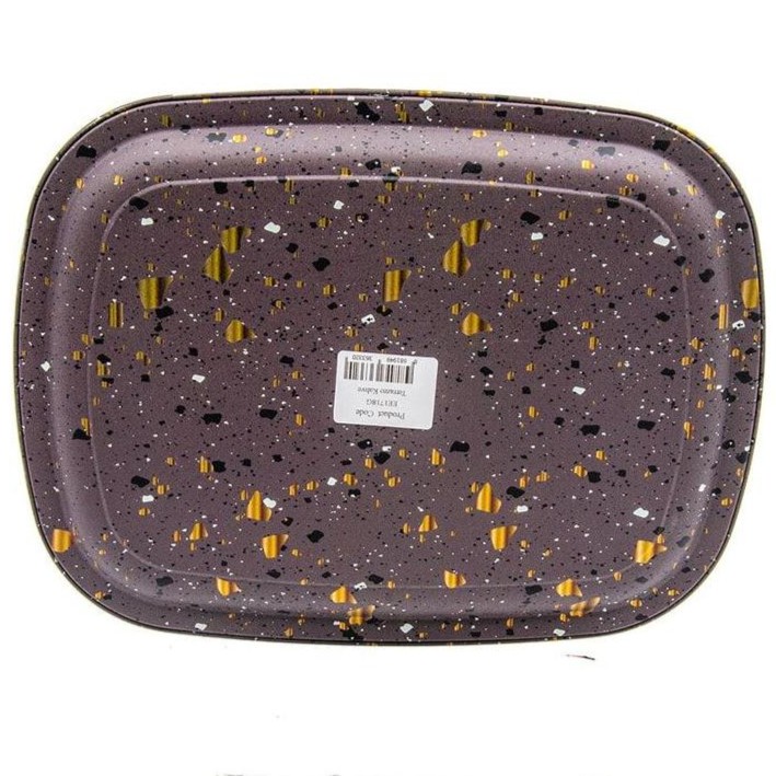 235 x 305 mm Metal Rectangular Tray Terrazzo Brown