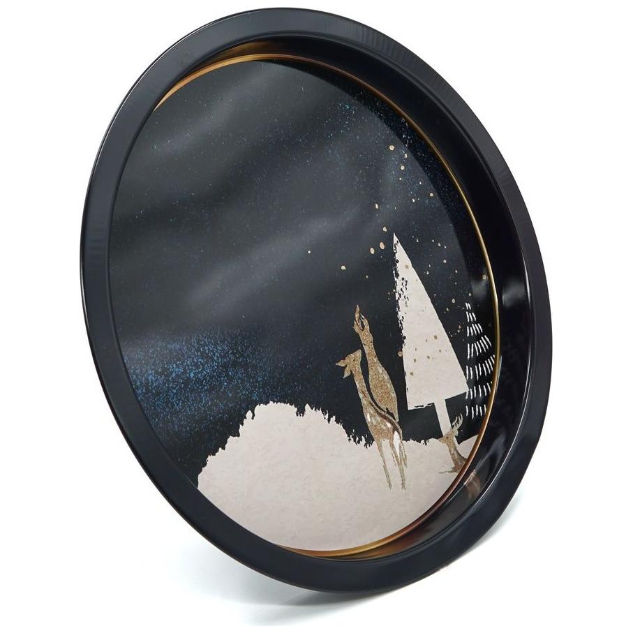 Ø315 mm Round Metal Tray  Night Snowfall Deer
