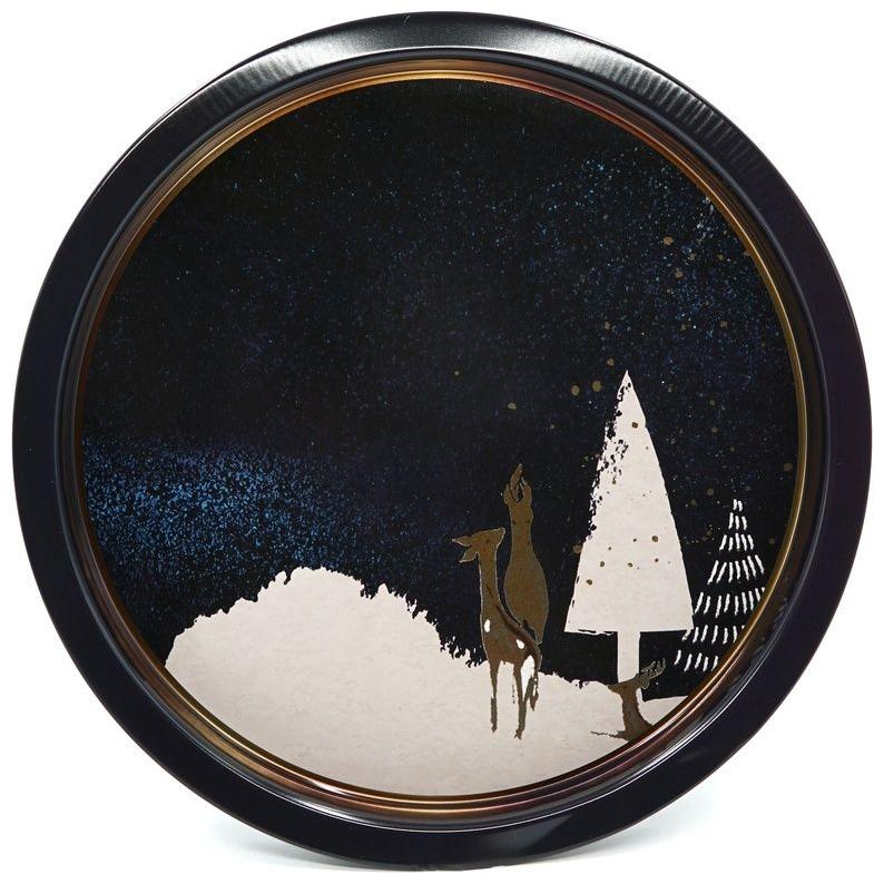Ø315 mm Round Metal Tray  Night Snowfall Deer