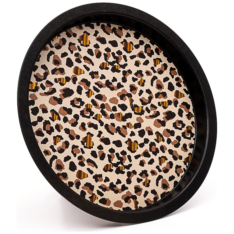 Ø315 mm Round Metal Tray  Gold Leopard Print Pattern