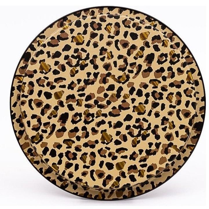 Ø315 mm Round Metal Tray Gold Leopard Print Pattern
