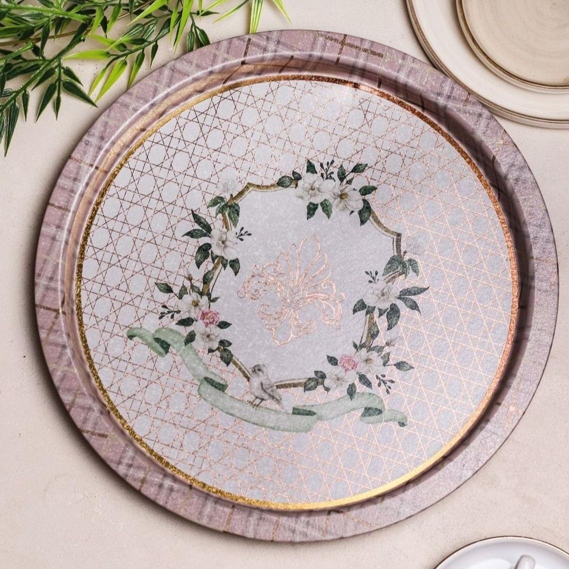 Ø315 mm Round Metal Tray  Rosy