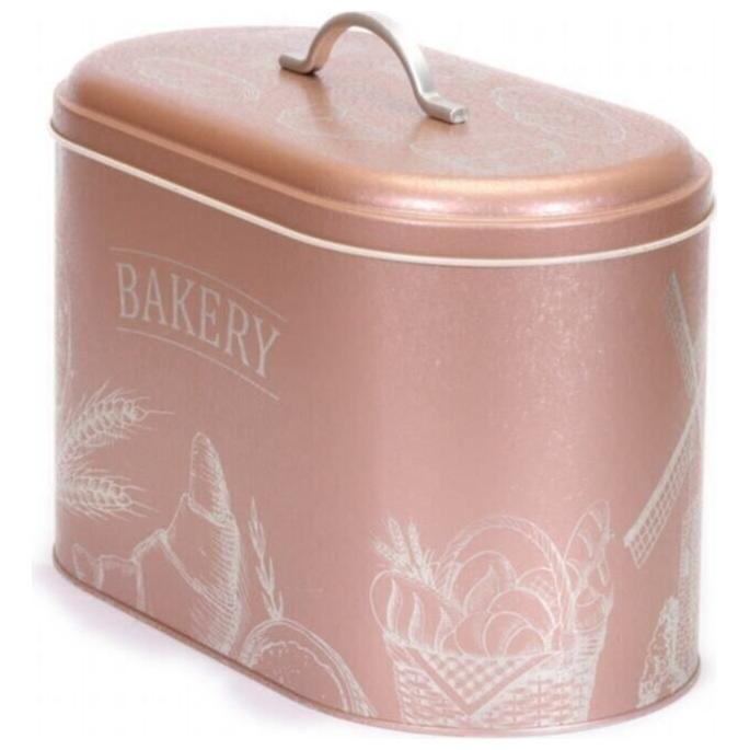 178 x 338 x 200 mm Metal Bread Box Metal Handle 9.8L Bakery Rose Gold