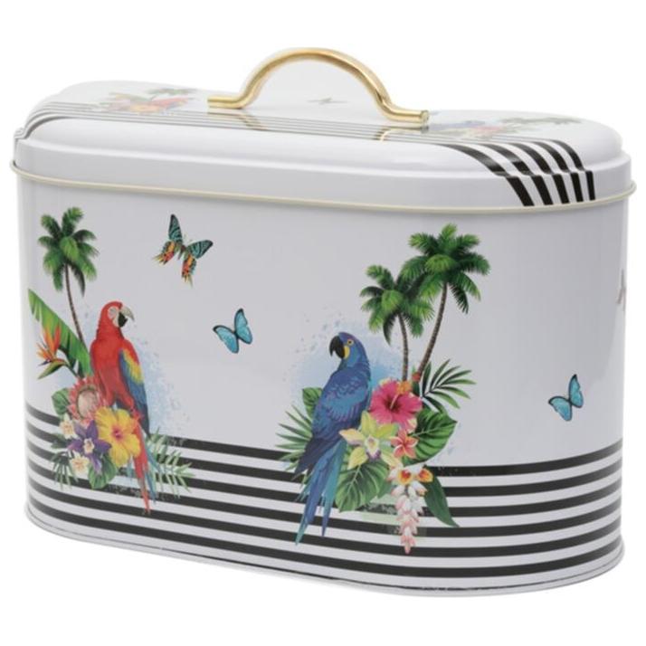 178 x 338 x 200 mm Metal Bread Box Metal Handle 9.8L Parrot