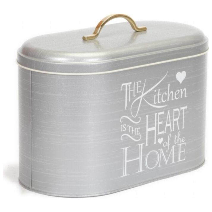 178 x 338 x 200 mm Metal Bread Box  Metal Handle 9.8L The Kitchen grey background