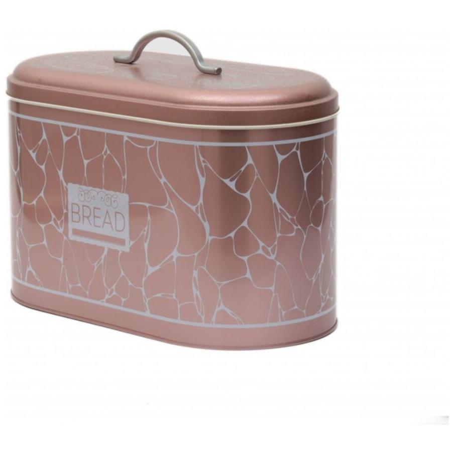 178 x 338 x 200 mm Metal Bread Box  Metal Handle 9.8L White pattern rose gold background