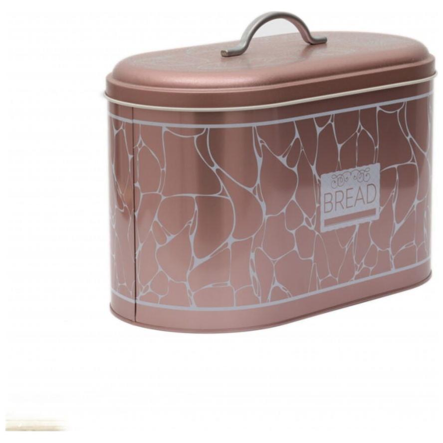 178 x 338 x 200 mm Metal Bread Box  Metal Handle 9.8L White pattern rose gold background