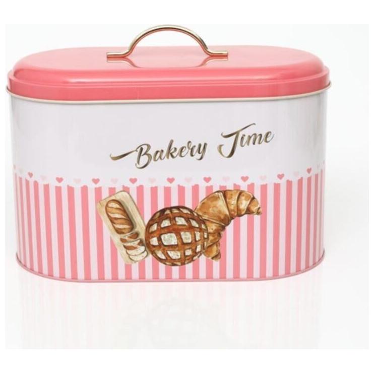 178 x 338 x 200 mm Metal Bread Box  Metal Handle 9.8L Bread Pink Line background
