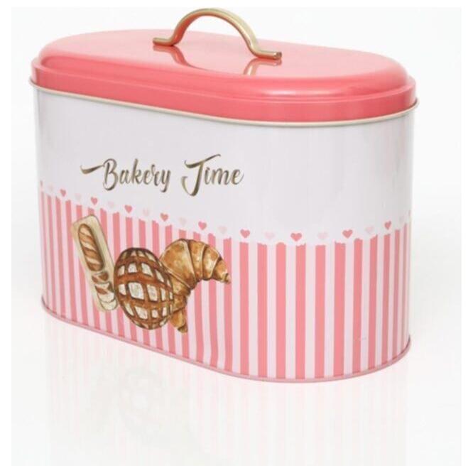 178 x 338 x 200 mm Metal Bread Box  Metal Handle 9.8L Bread Pink Line background