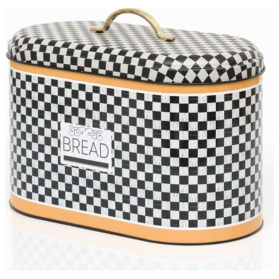 178 x 338 x 200 mm Metal Bread Box  Metal Handle 9.8L  Checkerboard