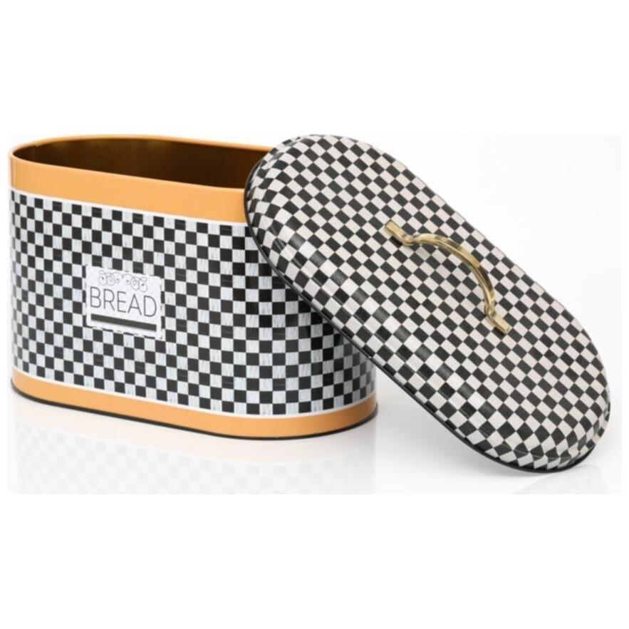 178 x 338 x 200 mm Metal Bread Box  Metal Handle 9.8L  Checkerboard