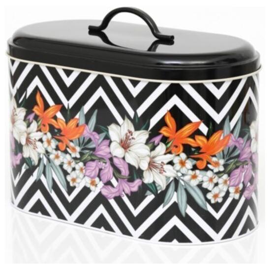 178 x 338 x 200 mm Metal Bread Box Metal Handle 9.8L Floral Design