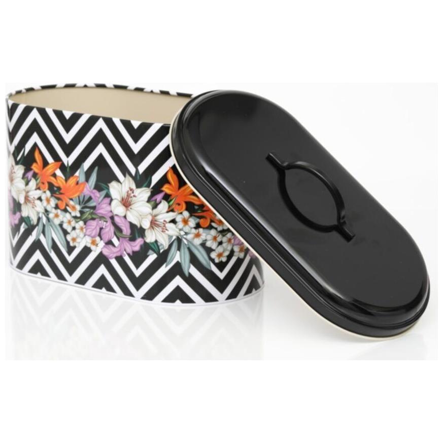 178 x 338 x 200 mm Metal Bread Box Metal Handle 9.8L Floral Design